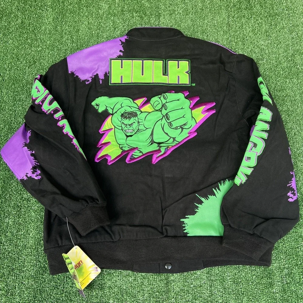 NWT VTG JH Design Hulk Jacket Youth 2XL Black Men's S Crop Boxy Racing Marvel
